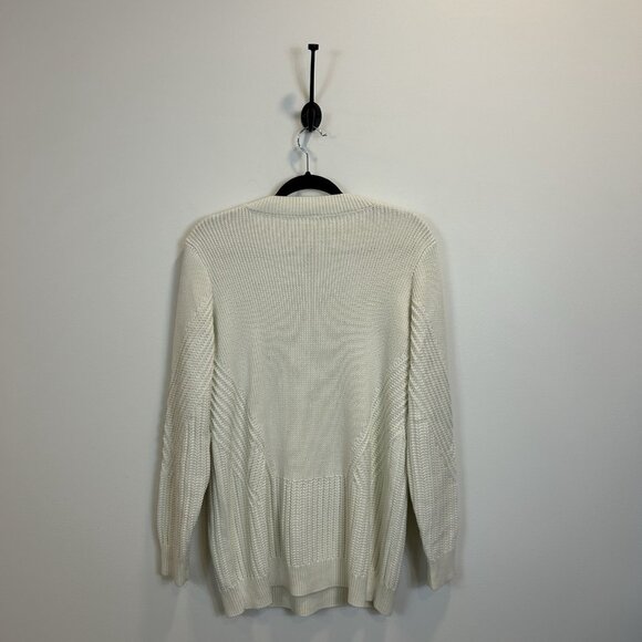 Athleta Teton V -Neck Sweater Chunky Knit Pullover Cream Size Medium 632078 - Picture 7 of 9